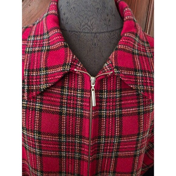 Sag Harbor Womens Red Plaid Jacket Size 2XW Wool Blend - Picture 2 of 7